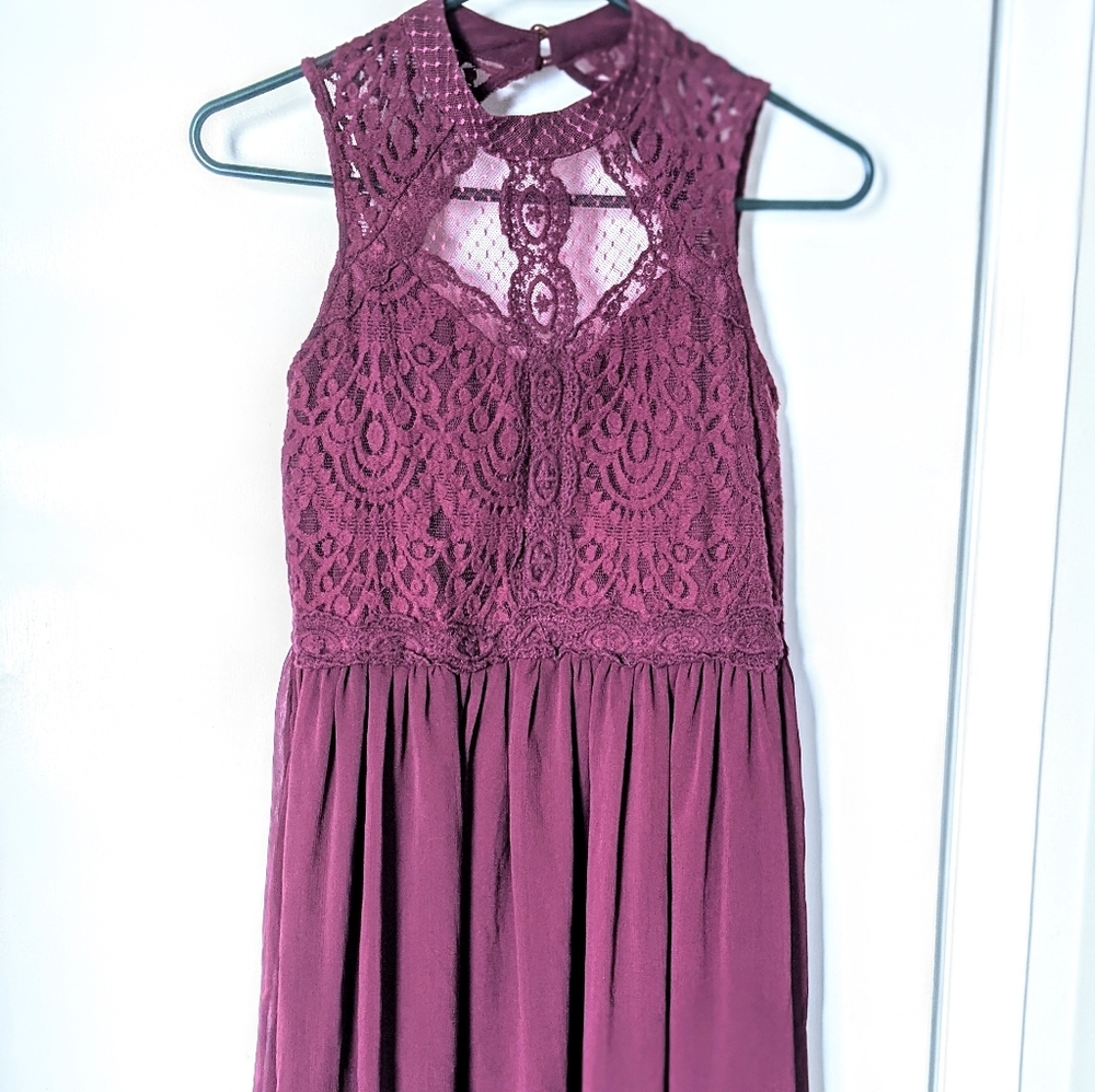 Burgundy Lace Dress-Small